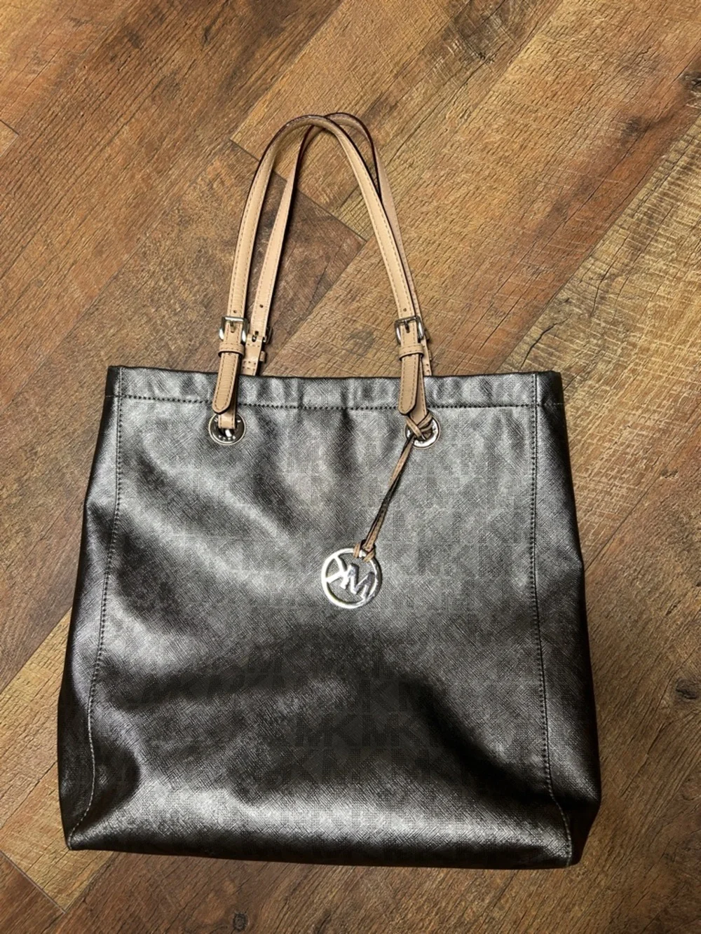 Michael Kors Black Tote with Tan Straps - Picture 1 of 4